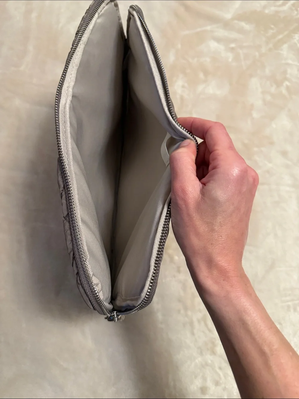 H&M Taupe Quilted Tech Sleeve